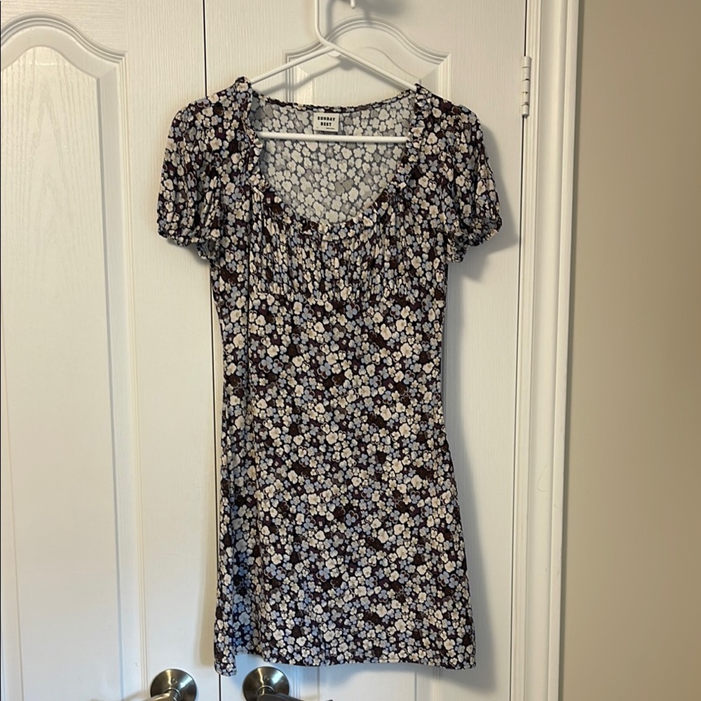ARITZIA SUNDAY BEST Brown, beige and blue Mini Dress